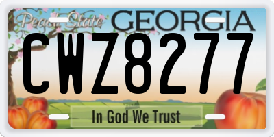 GA license plate CWZ8277