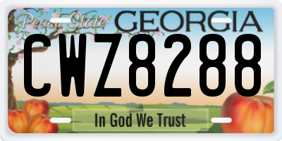 GA license plate CWZ8288