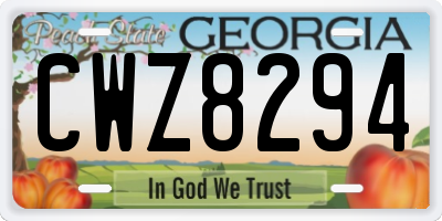 GA license plate CWZ8294