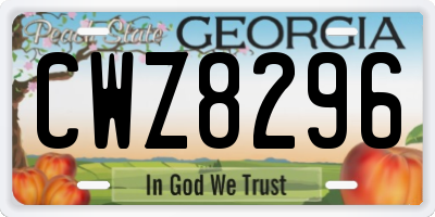 GA license plate CWZ8296