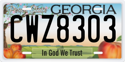 GA license plate CWZ8303