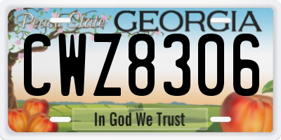 GA license plate CWZ8306
