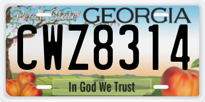 GA license plate CWZ8314