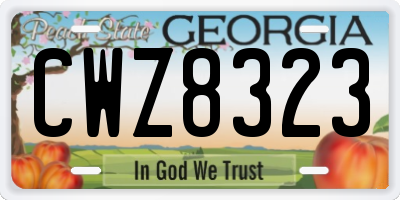 GA license plate CWZ8323