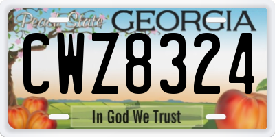 GA license plate CWZ8324