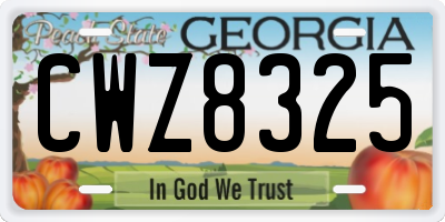 GA license plate CWZ8325