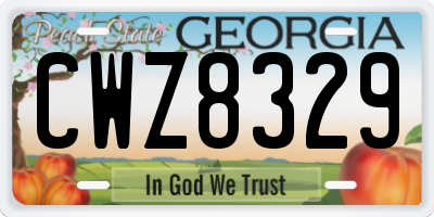 GA license plate CWZ8329