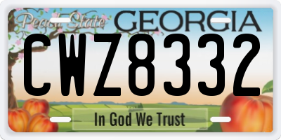 GA license plate CWZ8332