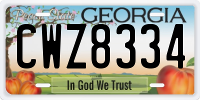 GA license plate CWZ8334