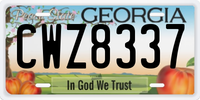 GA license plate CWZ8337