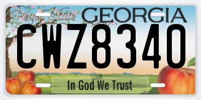 GA license plate CWZ8340