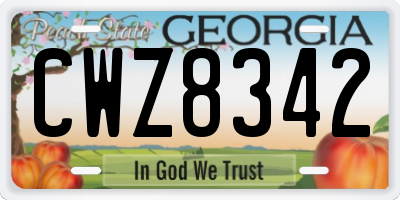 GA license plate CWZ8342