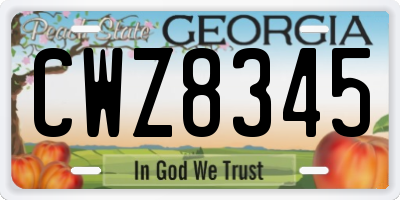 GA license plate CWZ8345