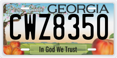 GA license plate CWZ8350