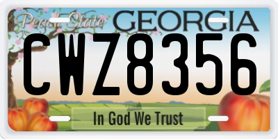 GA license plate CWZ8356