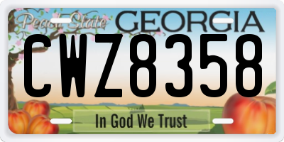 GA license plate CWZ8358