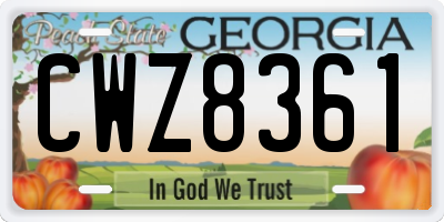 GA license plate CWZ8361