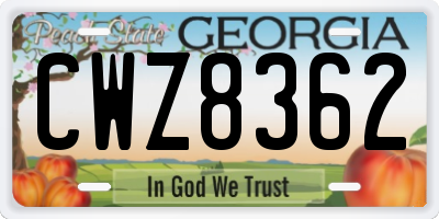 GA license plate CWZ8362
