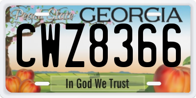 GA license plate CWZ8366
