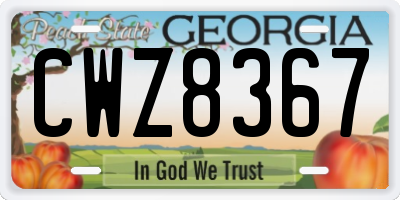 GA license plate CWZ8367