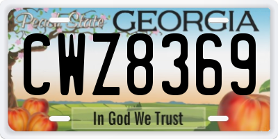 GA license plate CWZ8369