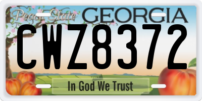 GA license plate CWZ8372