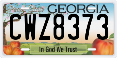 GA license plate CWZ8373