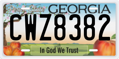 GA license plate CWZ8382