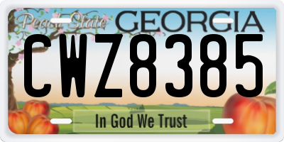 GA license plate CWZ8385