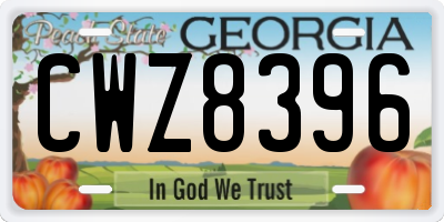 GA license plate CWZ8396