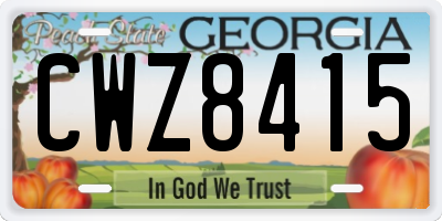 GA license plate CWZ8415
