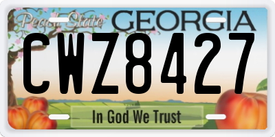 GA license plate CWZ8427
