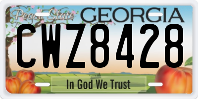 GA license plate CWZ8428