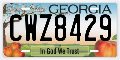 GA license plate CWZ8429