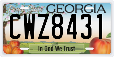 GA license plate CWZ8431