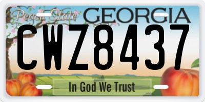 GA license plate CWZ8437