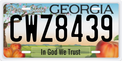 GA license plate CWZ8439