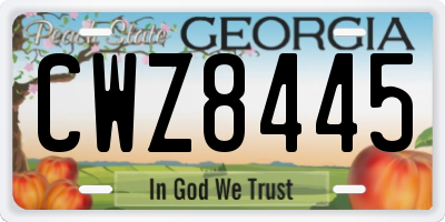GA license plate CWZ8445