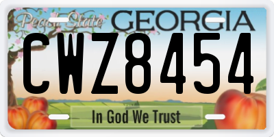 GA license plate CWZ8454