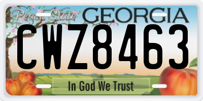 GA license plate CWZ8463