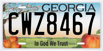 GA license plate CWZ8467