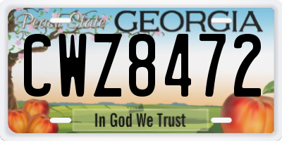 GA license plate CWZ8472