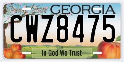 GA license plate CWZ8475
