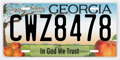 GA license plate CWZ8478