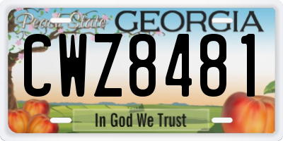 GA license plate CWZ8481