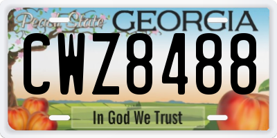 GA license plate CWZ8488