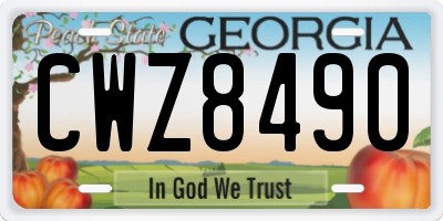 GA license plate CWZ8490