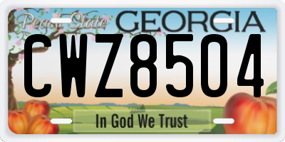 GA license plate CWZ8504