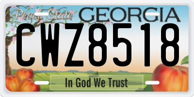 GA license plate CWZ8518