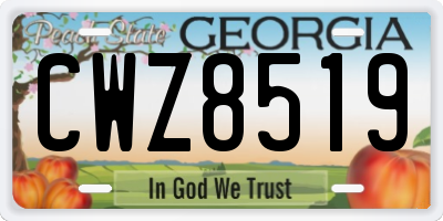 GA license plate CWZ8519